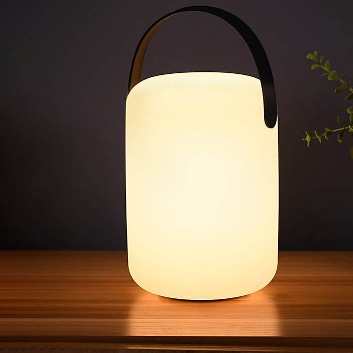 モダンでシンプルなプラスチック製ラウンドスクエアハンドLEDテーブルランプ（屋外パティオ用） 