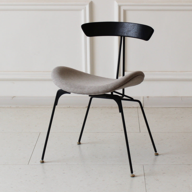 Contemporary Industrial Ant Arch Wood Rebar PU Leather Fabric Sponge Dining Chair Backrest For Dining Room