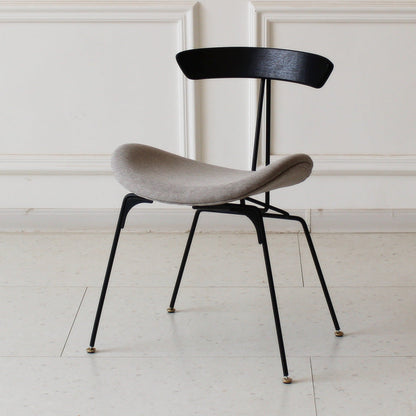 Contemporary Industrial Ant Arch Wood Rebar PU Leather Fabric Sponge Dining Chair Backrest For Dining Room