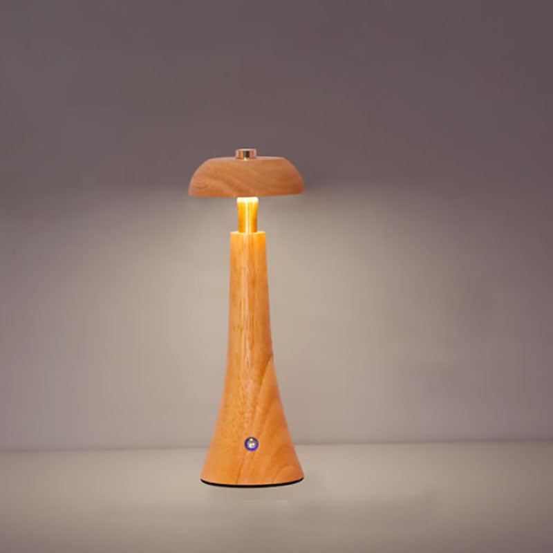Contemporary Nordic Creative Solid Wood Mushroom LED Table Lamp For Bedroom