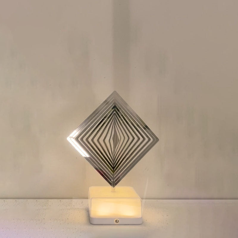 Modern Art Deco Stainless Steel ABS Cubic Base Multishape Rechargeable USB LED Table Lamp Night Light For Bedside
