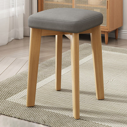 Modern Minimalist Square Upholstered Wood Technology Cloth Faux Leather Dining Chair Backless For Dining Room