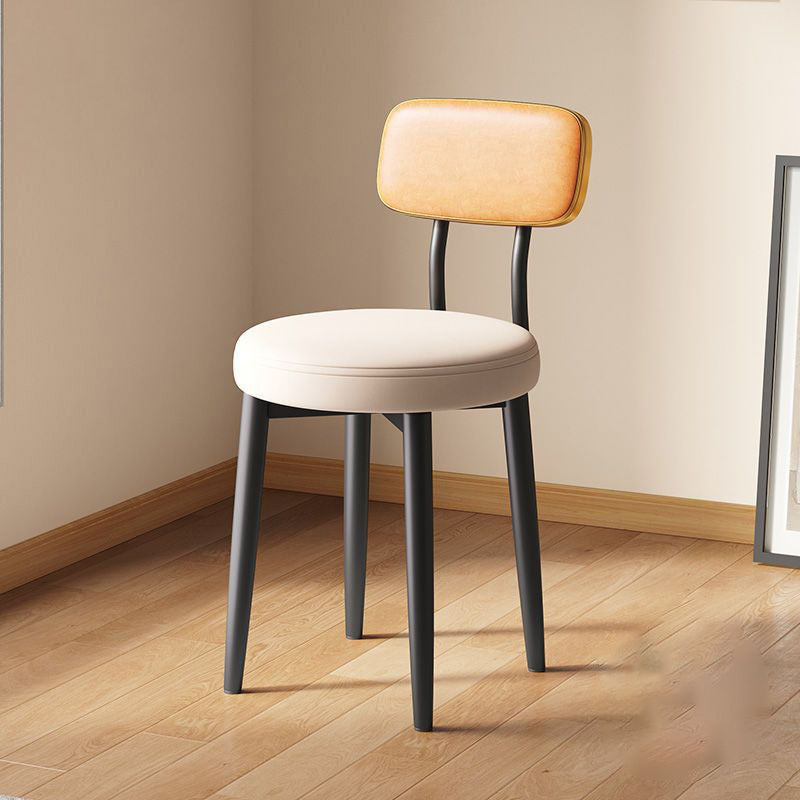 Modern Minimalist Round Upholstered Rectangular Back Tech Fabric Metal Dining Chair For Dining Room
