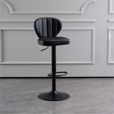Modern Minimalist Square PU Leather Metal Bar Stool Backrest Footrest For Dining Room
