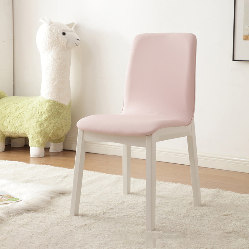 Contemporary Nordic Square Faux Leather Wood Frame Dining Chair Backrest For Dining Room