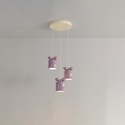 Modern Simplicity Cylinder Bow Metal Resin 1/3/5 Light Pendant Light For Bedroom