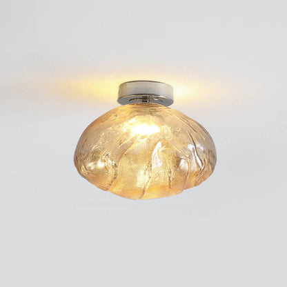 Nordic Creative Amber Glass Cloud Design LED Semi-Flush Mount Ceiling Light