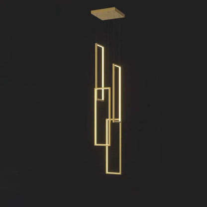 ثريا LED بتصميم عصري بسيط مصنوعة من الحديد والألومنيوم والسيليكا على شكل مربع مستطيل للسقف للسلالم
