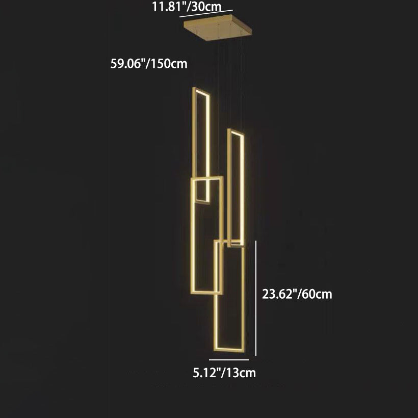 ثريا LED بتصميم عصري بسيط مصنوعة من الحديد والألومنيوم والسيليكا على شكل مربع مستطيل للسقف للسلالم