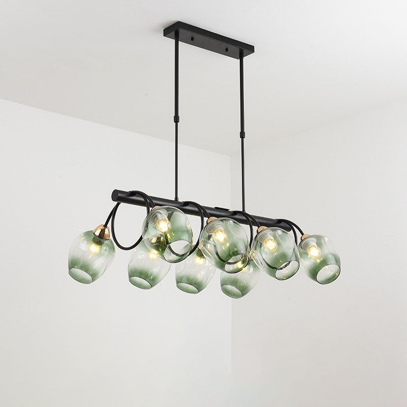 Nordic Light Luxury Gradient Glass Linear  6/8/10 Light Island Light Chandelier