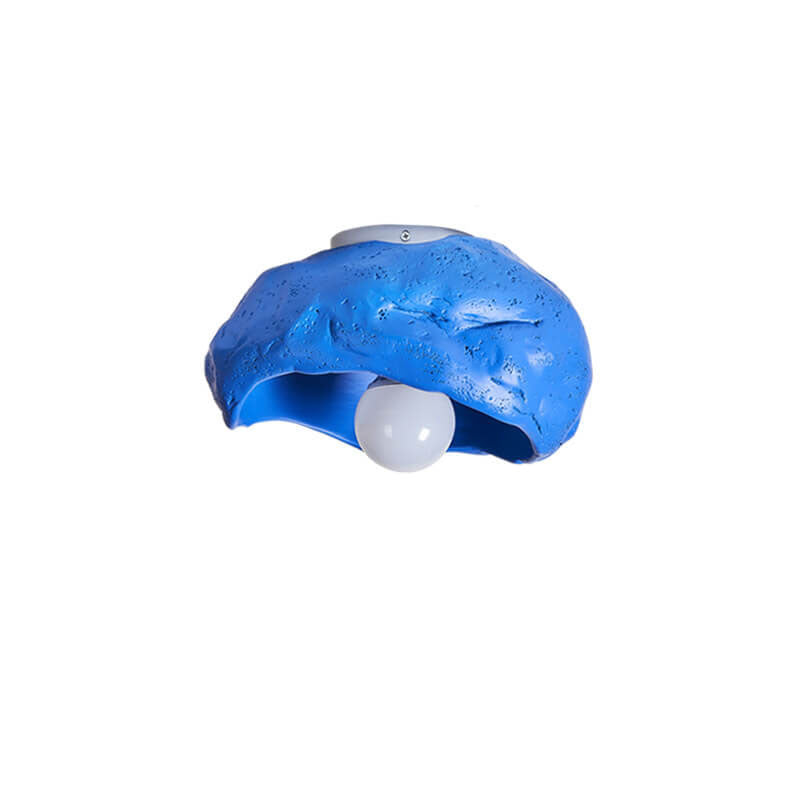 Japanese Creative Resin Rock Texture 1-Light Flush Mount Ceiling Light