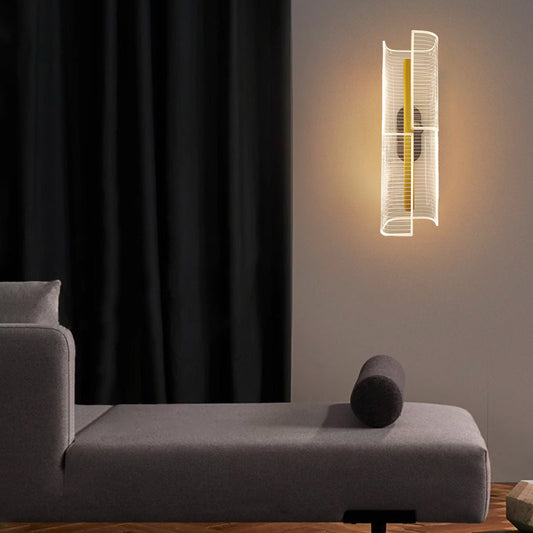 مصباح حائط LED بتصميم عمودي من الحديد الأكريليك الفاخر الحديث مع خط معيني مقطوع للممر 