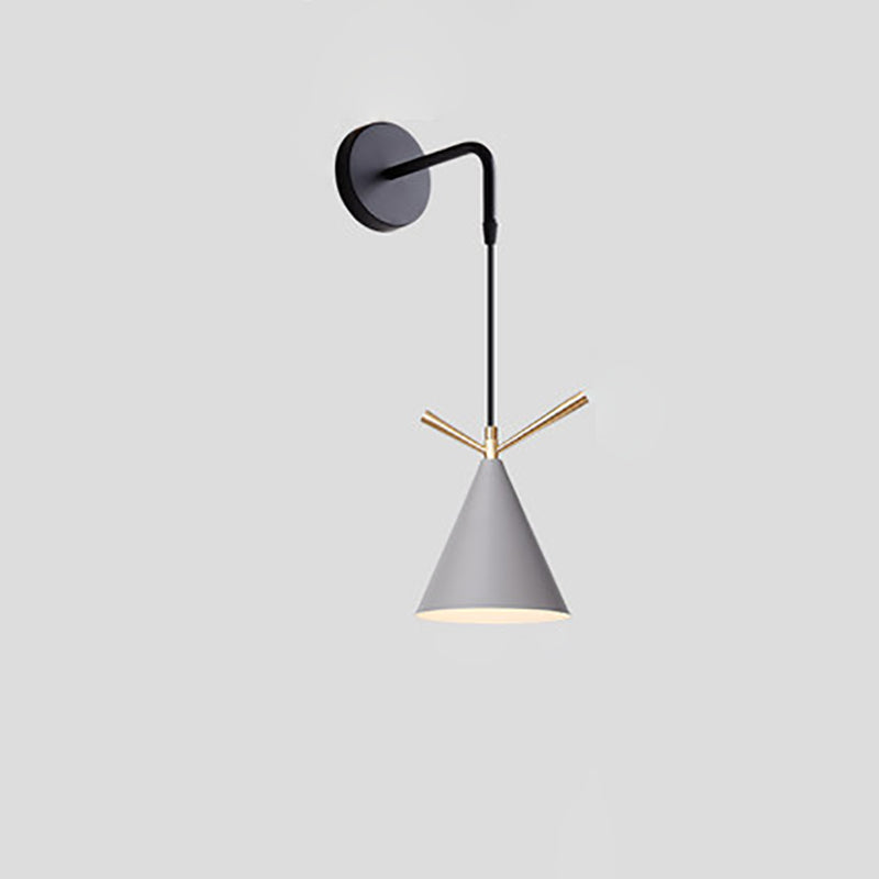 Contemporary Nordic Iron Conic 1-Light Wall Sconce Lamp For Bedside