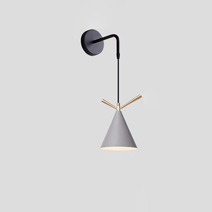 Contemporary Nordic Iron Conic 1-Light Wall Sconce Lamp For Bedside
