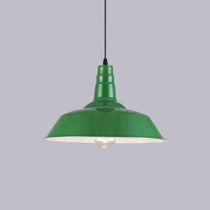 Industrial Vintage Green Iron Dome Cone 1-Light Pendant Light