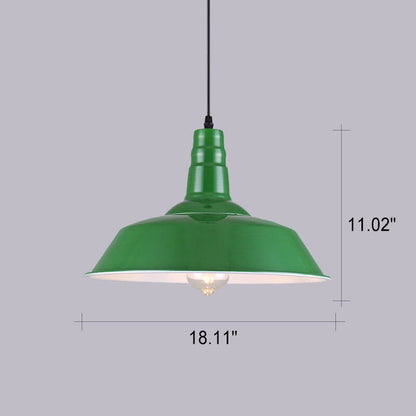 Industrial Vintage Green Iron Dome Cone 1-Light Pendant Light