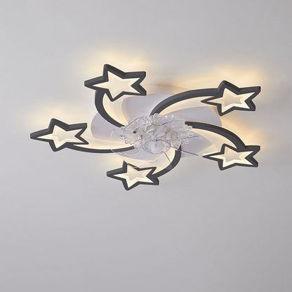 Scandinavian Modern Star Line Iron Acrylic Plastic LED Flush Mount Ceiling Fan Light
