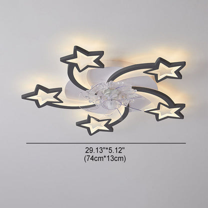 Scandinavian Modern Star Line Iron Acrylic Plastic LED Flush Mount Ceiling Fan Light