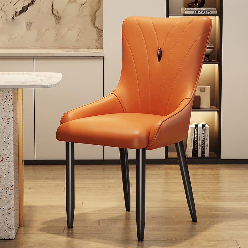 Contemporary Scandinavian PU Leather Carbon Steel Sponge Latex Square Dining Chair Backrest For Dining Room