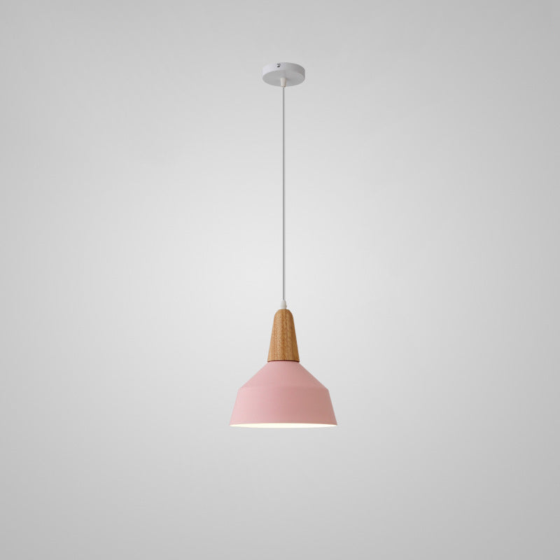 Nordic Minimalist Macaron Solid Color Aluminum Wood 1-Light Pendant Light