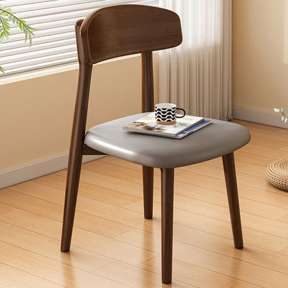 Modern Minimalist Square PU Leather Fabric Solid Wood Dining Chair Backrest For Dining Room