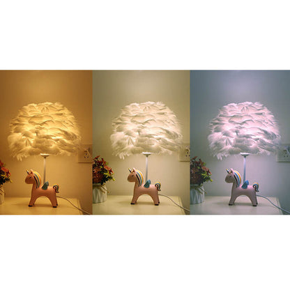 Modern Creative Unicorn Feather Children 1-Light Table Lamp