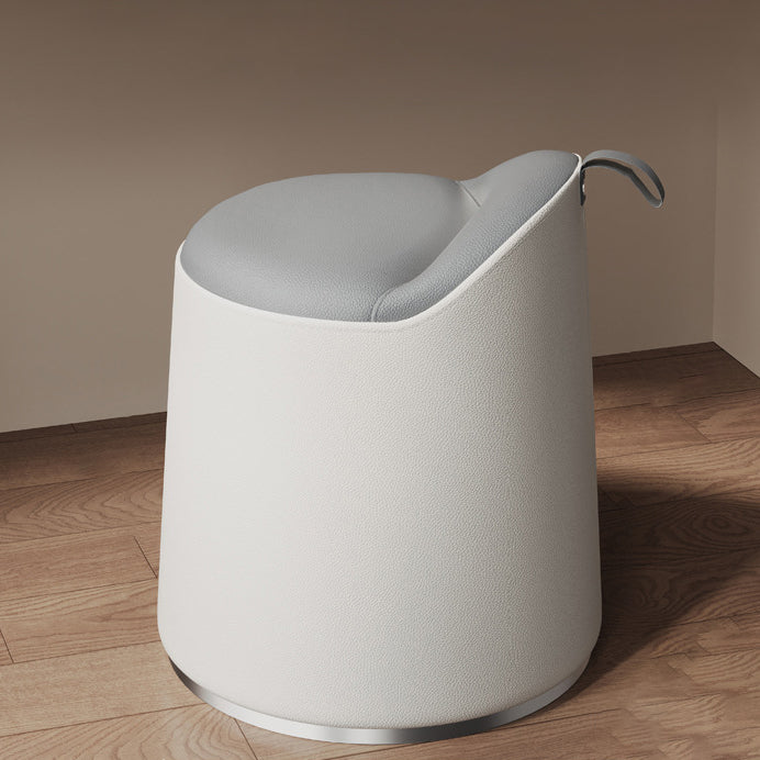 Modern Simplicity Microfiber Leather Wood Aluminum Alloy Sponge Round Cylinder Vanity Stool Backrest For Bedroom