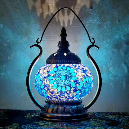 Moroccan Stained Glass Round Pot USB Rechargeable LED Portable Table Lamp