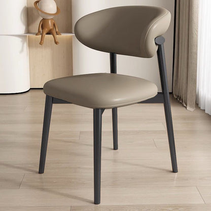 Contemporary Nordic Square Nappa Leather Metal Frame Dining Chair Backrest Armless For Dining Room