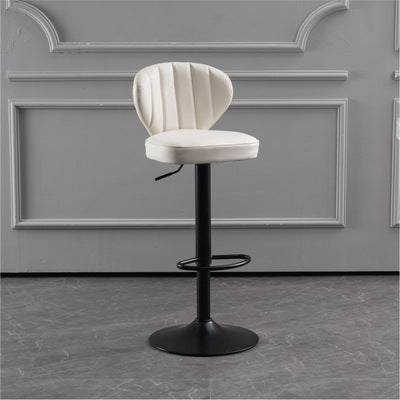 Modern Minimalist Square PU Leather Metal Bar Stool Backrest Footrest For Dining Room