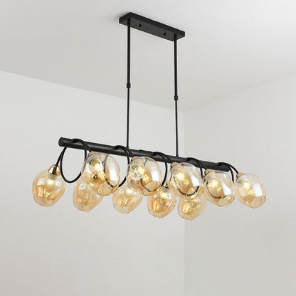Nordic Light Luxury Gradient Glass Linear  6/8/10 Light Island Light Chandelier