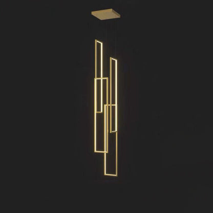 ثريا LED بتصميم عصري بسيط مصنوعة من الحديد والألومنيوم والسيليكا على شكل مربع مستطيل للسقف للسلالم
