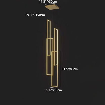 ثريا LED بتصميم عصري بسيط مصنوعة من الحديد والألومنيوم والسيليكا على شكل مربع مستطيل للسقف للسلالم