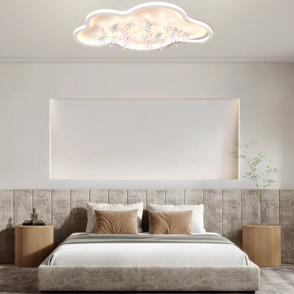 Contemporary Creative Iron Acrylic Round Cloud Star Piece LED Flush Mount Ceiling Light For Living Room