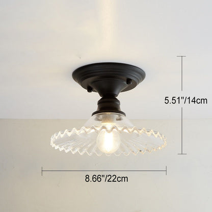 Nordic Vintage Glass Floral Round Geometry 1-Light Semi-Flush Mount Ceiling Light