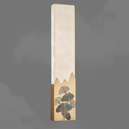 Traditional Chinese Marble All-Copper Rectangular LED Wall Sconce Lamp For Bedroom
