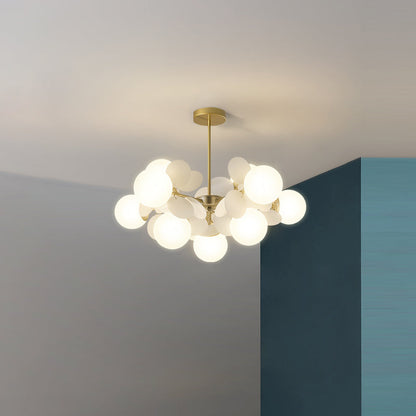 Contemporary Nordic Iron Acrylic Glass Flower Branch Round Ball 8/10 Light Chandelier For Dining Room
