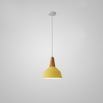 Nordic Minimalist Macaron Solid Color Aluminum Wood 1-Light Pendant Light
