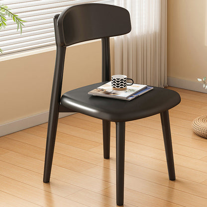 Modern Minimalist Square PU Leather Fabric Solid Wood Dining Chair Backrest For Dining Room