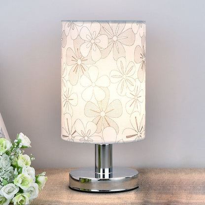 Modern Art Deco Round Hardware Fabric 1-Light Table Lamp For Bedroom