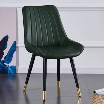 Modern Luxury Square Curved Faux Leather Metal Dining Chair Backrest Armless For Dining Room