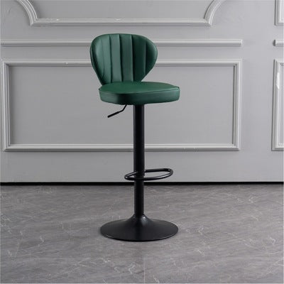 Modern Minimalist Square PU Leather Metal Bar Stool Backrest Footrest For Dining Room