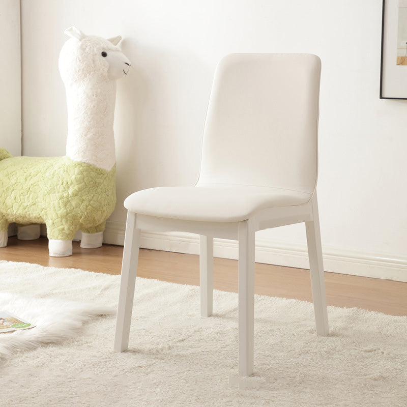 Contemporary Nordic Square Faux Leather Wood Frame Dining Chair Backrest For Dining Room