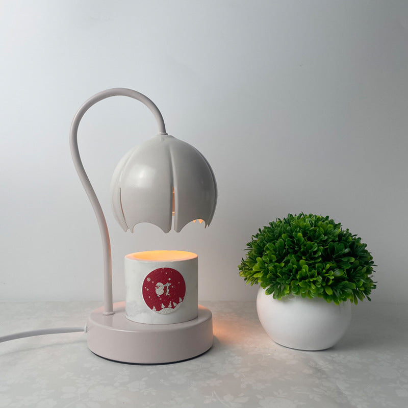 Contemporary Nordic Iron Glass Wood Flower 1-Light Melting Wax Table Lamp For Bedside