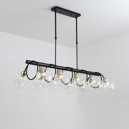 Nordic Light Luxury Gradient Glass Linear  6/8/10 Light Island Light Chandelier