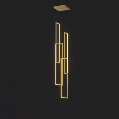 ثريا LED بتصميم عصري بسيط مصنوعة من الحديد والألومنيوم والسيليكا على شكل مربع مستطيل للسقف للسلالم