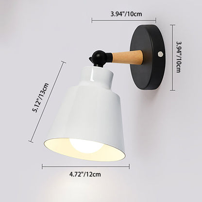 Modern Minimalist Cylindrical Trapezoidal Aluminum Wood 1-Light Wall Sconce Lamp For Bedroom