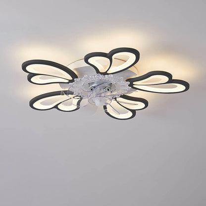 مروحة سقف LED مثبتة على شكل قلب مصنوعة من الحديد والأكريليك والبلاستيك بتصميم إسكندنافي حديث وبسيط 