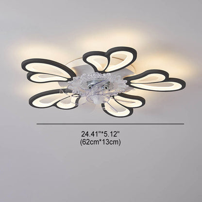 مروحة سقف LED مثبتة على شكل قلب مصنوعة من الحديد والأكريليك والبلاستيك بتصميم إسكندنافي حديث وبسيط 