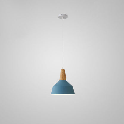 Nordic Minimalist Macaron Solid Color Aluminum Wood 1-Light Pendant Light